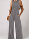 Grey A-Line Cinched Waist Sleeveless Jumpsuit