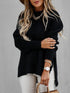 Half Turtleneck Solid Split Sweater