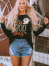 Halloween Leopard Boo Ghost Sequin Graphic Raglan Top