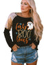 Halloween Leopard Boo Ghost Sequin Graphic Raglan Top