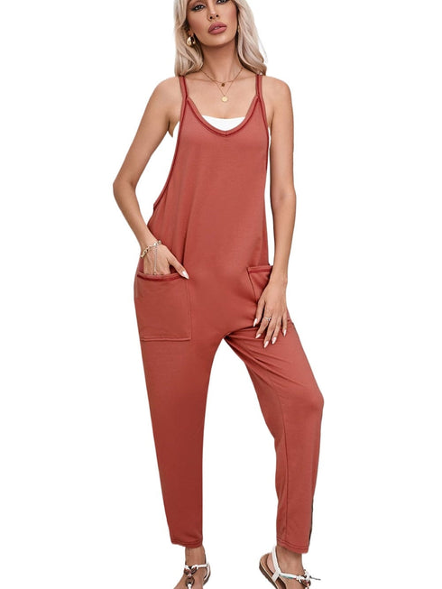 Harem Jumpsuit with Gold Flame Print and Side Pockets