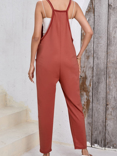 Harem Jumpsuit with Gold Flame Print and Side Pockets