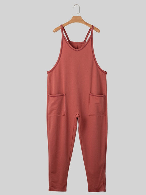 Harem Jumpsuit with Gold Flame Print and Side Pockets