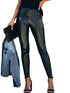 High Waist Elastic Leather Pencil Pants in Solid Colors for Stylish Women