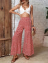 High Waist Floral Loose Flared Wide Leg Pants