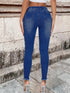High Waist Raw Hem Ripped Skinny Casual Denim Jeans