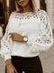 Hollow Pattern Lace Stitching Lantern Sleeve Sweater