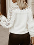 Hollow Pattern Lace Stitching Lantern Sleeve Sweater