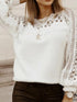 Hollow Pattern Lace Stitching Lantern Sleeve Sweater