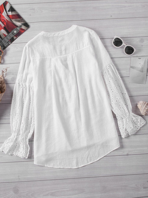 Ivory Revive Eyelet Button Down Blouse
