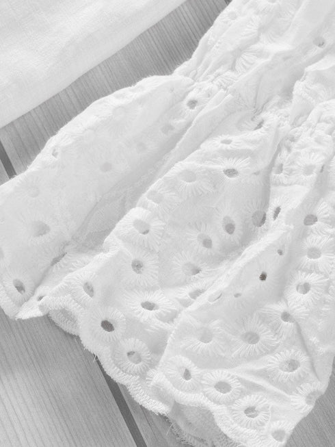 Ivory Revive Eyelet Button Down Blouse