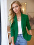 Ladies' Solid Button-Up Blazer with Long Sleeves, Casual Lapel Design