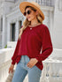 Lantern Sleeve Round Neck Long Sleeve Casual T-Shirt