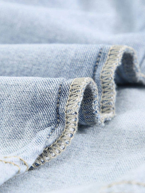 Lapel Button Pocket Denim Shirt Dress