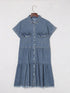 Lapel Button Pocket Denim Shirt Dress