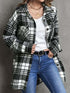 Lapel Collar Single Breasted Loose Plaid Wool Coat