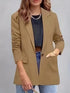 Lapel Neck Blazer with Button Front, Stylish Long Sleeve Jacket for Office & Work, Women's Apparel