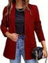 Lapel Neck Blazer with Button Front, Stylish Long Sleeve Jacket for Office & Work, Women's Apparel