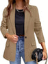 Lapel Neck Blazer with Button Front, Stylish Long Sleeve Jacket for Office & Work, Women's Apparel