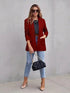 Lapel Neck Blazer with Button Front, Stylish Long Sleeve Jacket for Office & Work, Women's Apparel