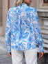 Lapel Single Breasted Printed Long Sleeve Blouse