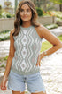 Laurel Green Aztec Print Sleeveless Knit Sweater Tank