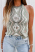 Laurel Green Aztec Print Sleeveless Knit Sweater Tank