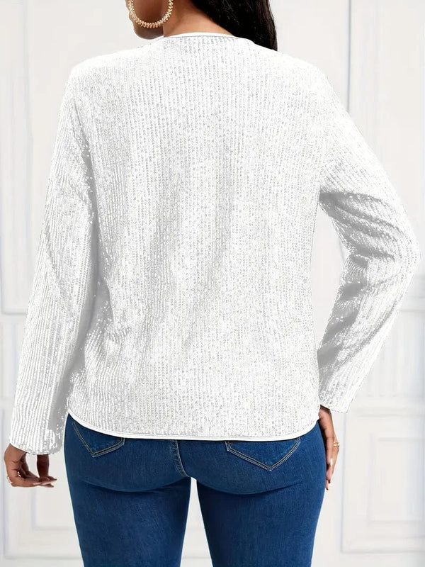 Layer up with this stylish Long Sleeve Open Front Jacket for Women, perfect for Spring and Fall!