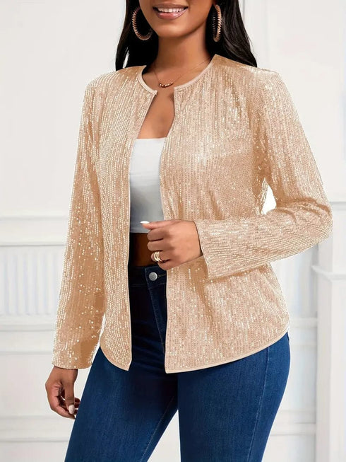 Layer up with this stylish Long Sleeve Open Front Jacket for Women, perfect for Spring and Fall!