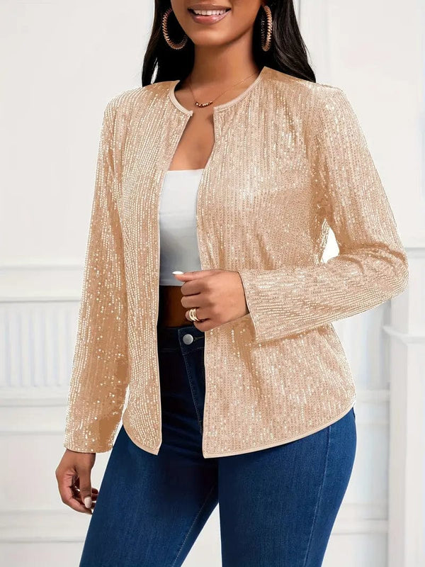 Layer up with this stylish Long Sleeve Open Front Jacket for Women, perfect for Spring and Fall!