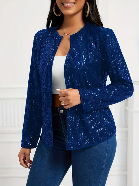 Layer up with this stylish Long Sleeve Open Front Jacket for Women, perfect for Spring and Fall!