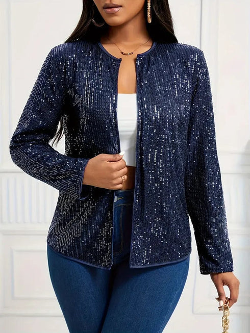 Layer up with this stylish Long Sleeve Open Front Jacket for Women, perfect for Spring and Fall!