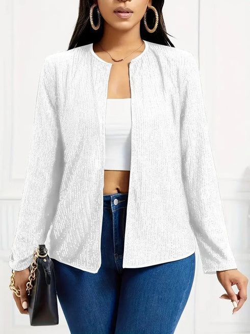 Layer up with this stylish Long Sleeve Open Front Jacket for Women, perfect for Spring and Fall!