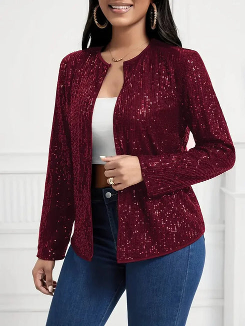 Layer up with this stylish Long Sleeve Open Front Jacket for Women, perfect for Spring and Fall!
