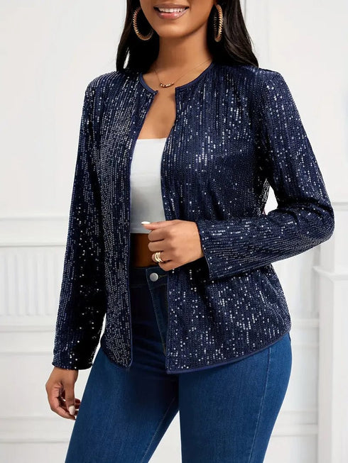 Layer up with this stylish Long Sleeve Open Front Jacket for Women, perfect for Spring and Fall!