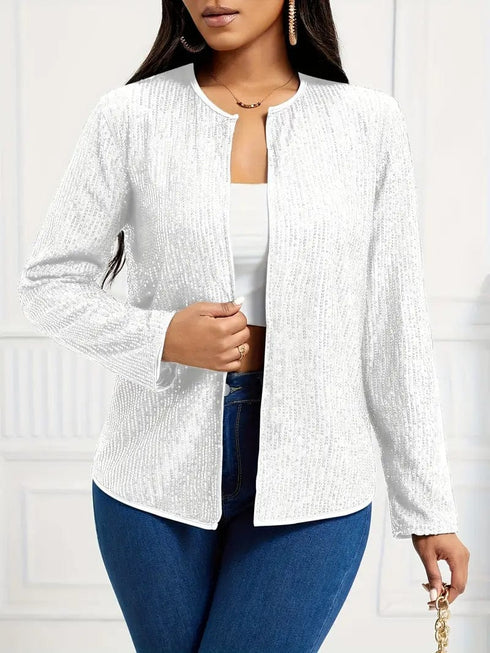 Layer up with this stylish Long Sleeve Open Front Jacket for Women, perfect for Spring and Fall!