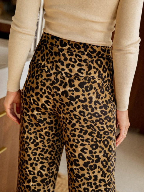 Leopard Animal Print Wide Leg Pants