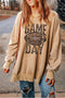 Leopard Print Khaki Rugby Fan Graphic Sweatshirt
