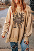 Leopard Print Khaki Rugby Fan Graphic Sweatshirt