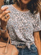 Leopard Print Loose Fit Short Sleeve T-shirt for Women