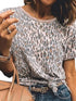 Leopard Print Loose Fit Short Sleeve T-shirt for Women