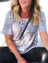 Leopard Print Loose Fit Short Sleeve T-shirt for Women