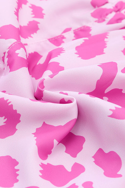 Leopard Print Pink High Waist Exercise Shorts