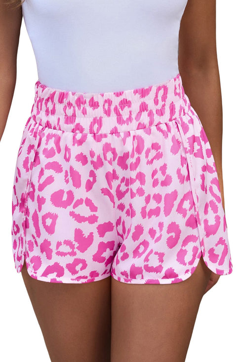 Leopard Print Pink High Waist Exercise Shorts