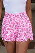 Leopard Print Pink High Waist Exercise Shorts