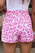 Leopard Print Pink High Waist Exercise Shorts