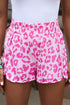 Leopard Print Pink High Waist Exercise Shorts