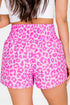 Leopard Print Pink High Waist Exercise Shorts