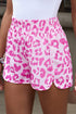 Leopard Print Pink High Waist Exercise Shorts