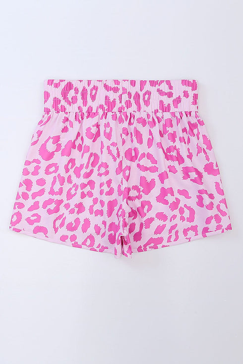 Leopard Print Pink High Waist Exercise Shorts